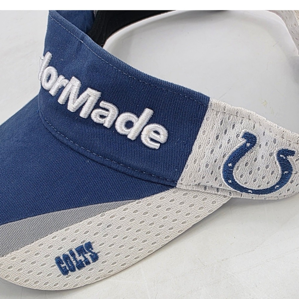 TAYLORMADE INDIANAPOLIS COLTS GOLF VISOR HAT WHITE BLUE OSFA NFL ADJUSTABLE LOGO